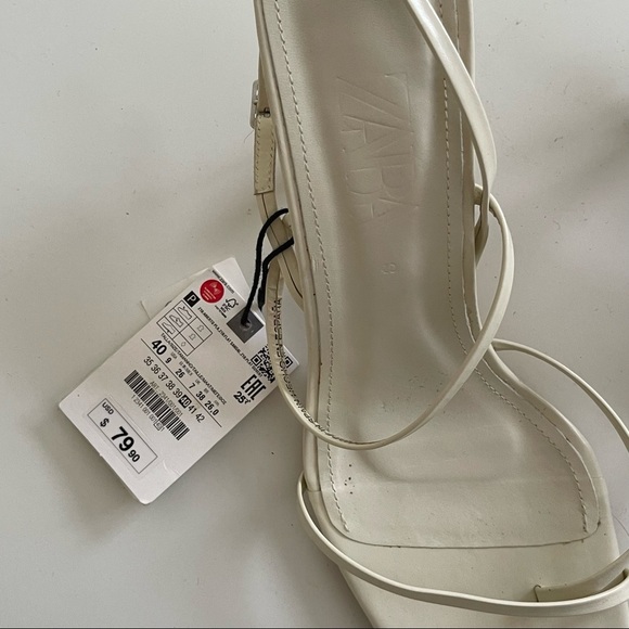 Zara heeled sandals square toe NWT 9 - Picture 3 of 4